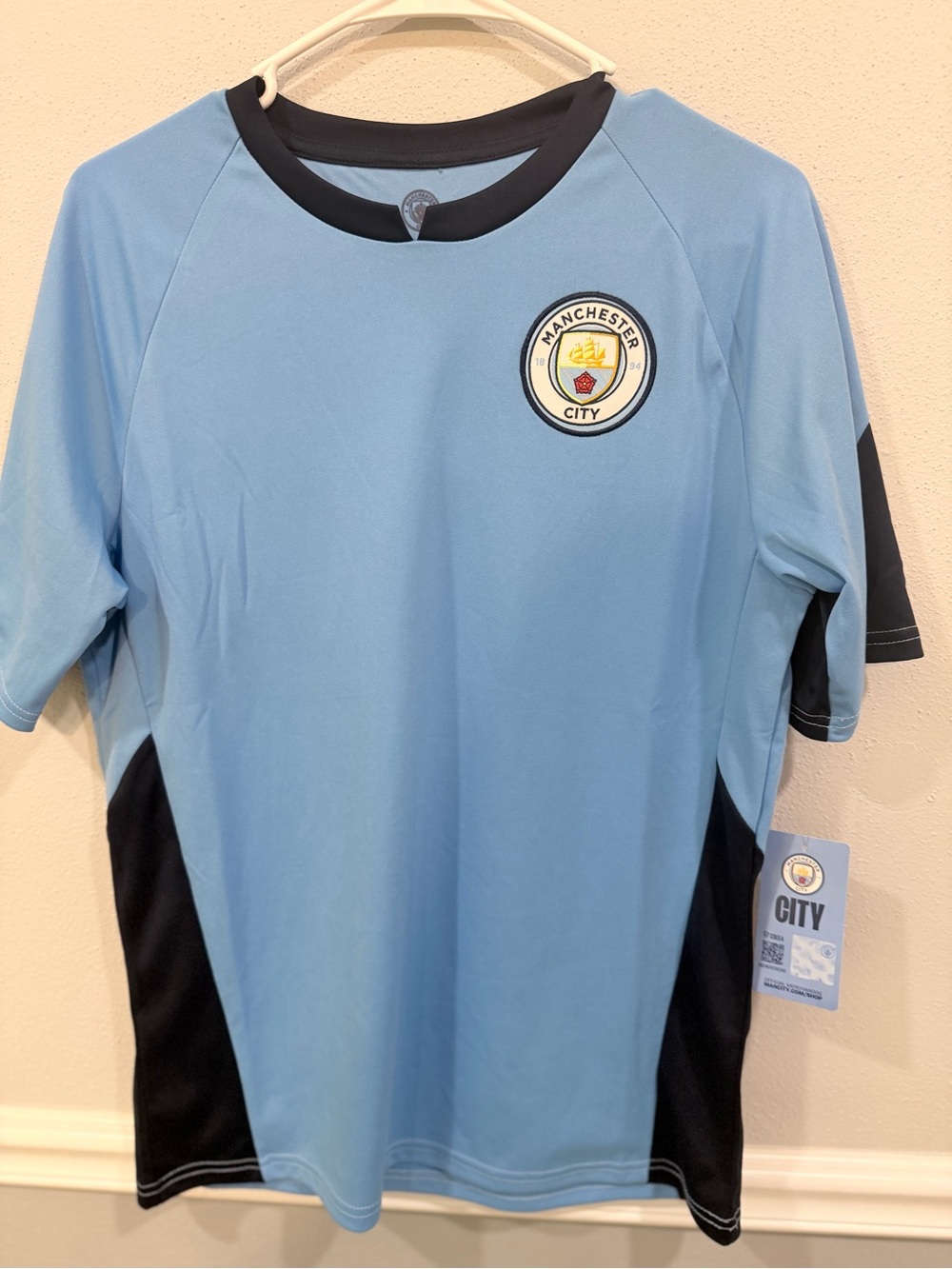 Manchester City FC Official Sky Blue Short Sleeve Jersey Shirt Men's Size Large